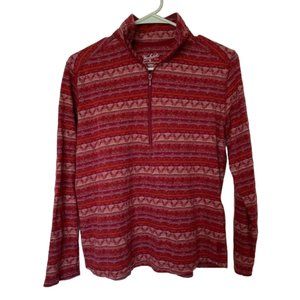 Woolrich Red Quarter Zip Sweater 100% Cotton Womens Size Petite Medium